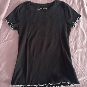 Aeropostale Black Tee with White Ruffle Edges
